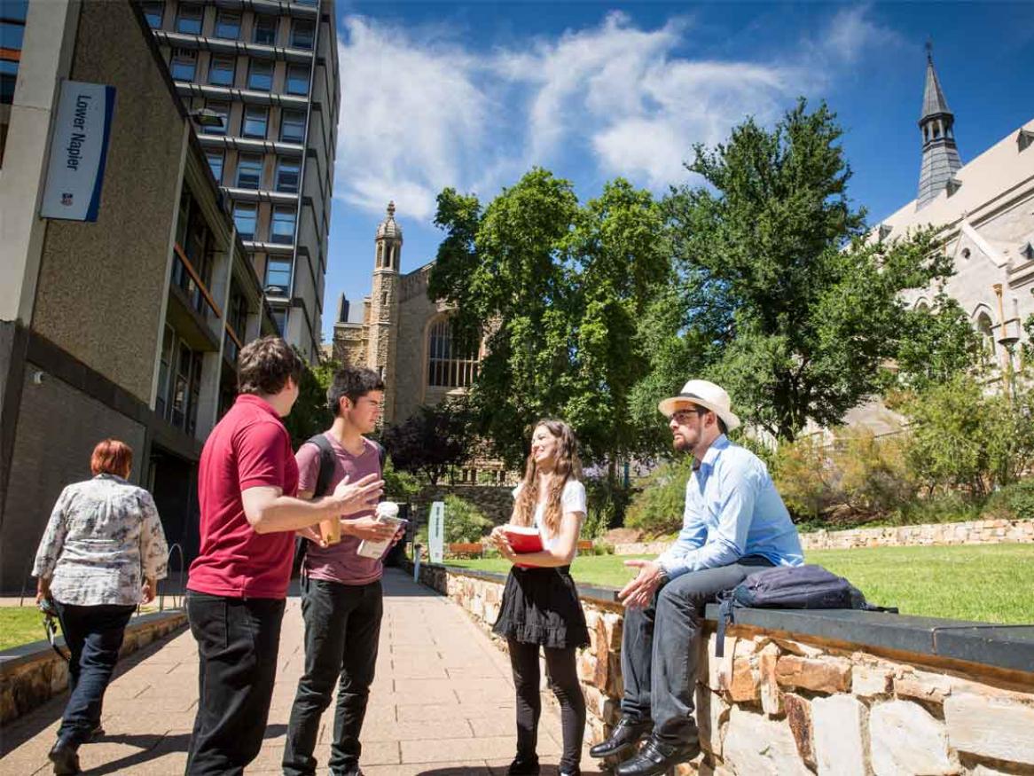 Students socialising on campus